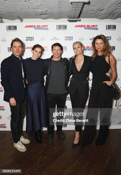 Edoardo Mapelli Mozzi, Princess Beatrice of York, James Blunt, Sofia Blunt and Gabriela Peacock attend the premiere screening of "James Blunt: One...