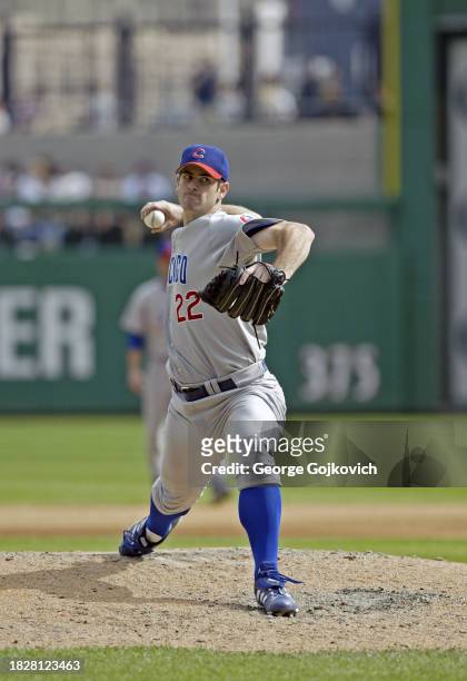 Pitcher Mark Prior of the Chicago Cubs pitches against the Pittsburgh Pirates during a game at PNC Park on September 21, 2003 in Pittsburgh,...