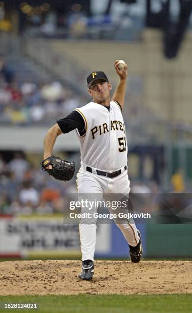 Pitcher Zach Duke of the Pittsburgh Pirates pitches against the Philadelphia Phillies during a game at PNC Park on July 7, 2005 in Pittsburgh,...