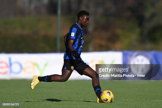Mike Aidoo of FC Internazionale U19 in action during the Primavera 1 match between FC Internazionale U19 and AS Roma U19 at Konami Youth Development...