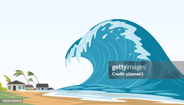 tsunami wellen - tsunami stock-grafiken, -clipart, -cartoons und -symbole