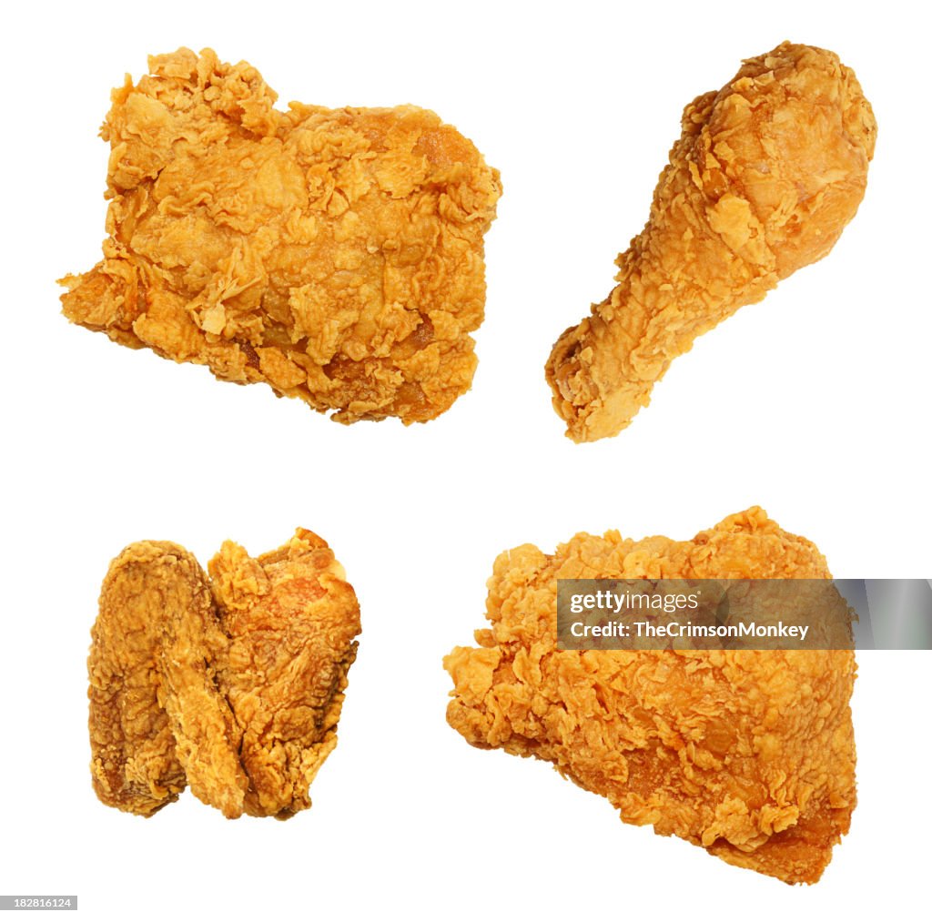 Fried Chicken Isolated Collection Assortment