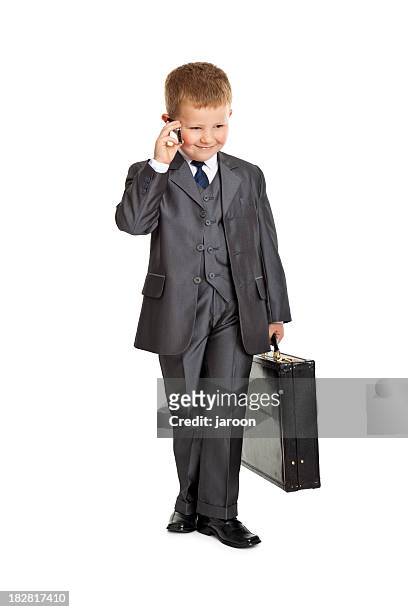 kleine geschäftsmann mit aktenkoffer - kid chef stock-fotos und bilder
