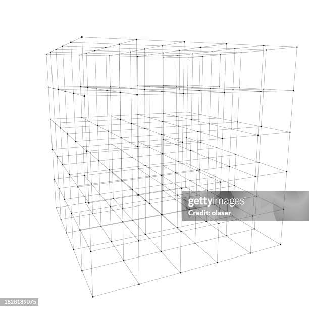 3d grid structure on a white background - architectural model white background stock illustrations