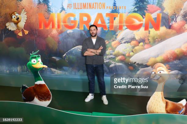Pio Marmaï attends the "Migration" Premiere at Cinema UGC Normandie on December 03, 2023 in Paris, France.