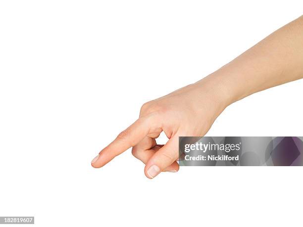 指を指す手ダウン - hand pointing ストックフォトと画像