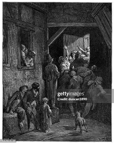 victorian london - turn him out ! - drunk stock illustrations