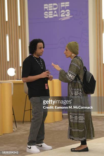 Guests converse at the Red Sea International Film Festival 2023 on December 03, 2023 in Jeddah, Saudi Arabia.