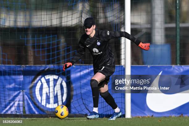 Alessandro Calligaris of FC Internazionale U19 in action during the Primavera 1 match between FC Internazionale U19 and AS Roma U19 at Konami Youth...