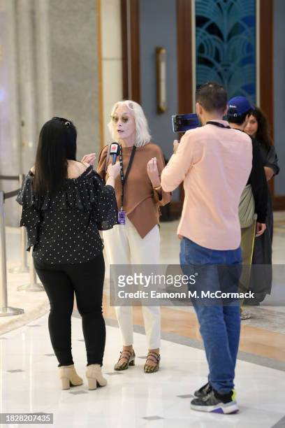 General view of Dora Bouchoucha being interviewed at the Red Sea International Film Festival 2023 on December 03, 2023 in Jeddah, Saudi Arabia.