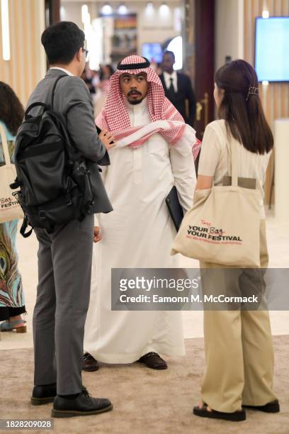 General view of guests conversing at the Red Sea International Film Festival 2023 on December 03, 2023 in Jeddah, Saudi Arabia.