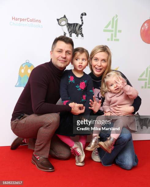 Pasha Kovalev, Rachel Riley, with daughters Maven and Noa attending the premiere of Channel 4's "Mog's Christmas" at the Odeon Luxe Leicester Square...