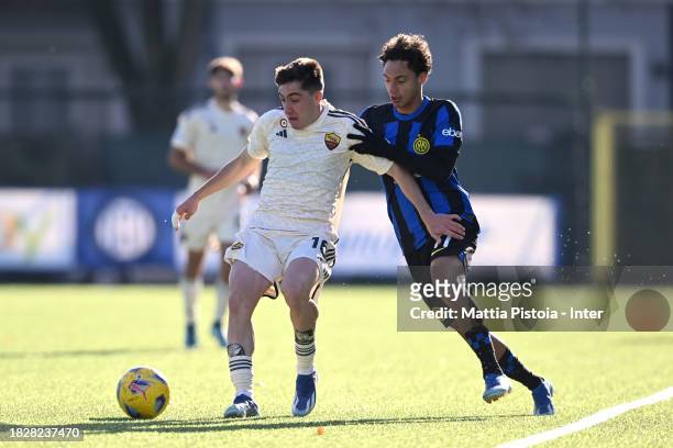 Daniele Quieto of FC Internazionale U19 in action during the Primavera 1 match between FC Internazionale U19 and AS Roma U19 at Konami Youth...
