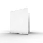 Blank white bifold brochure on white