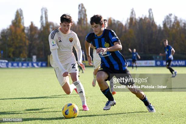 Thomas Berenruch of FC Internazionale U19 in action during the Primavera 1 match between FC Internazionale U19 and AS Roma U19 at Konami Youth...