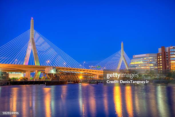 leonard p. zakim bunker hill bridge - zakim bridge stock pictures, royalty-free photos & images