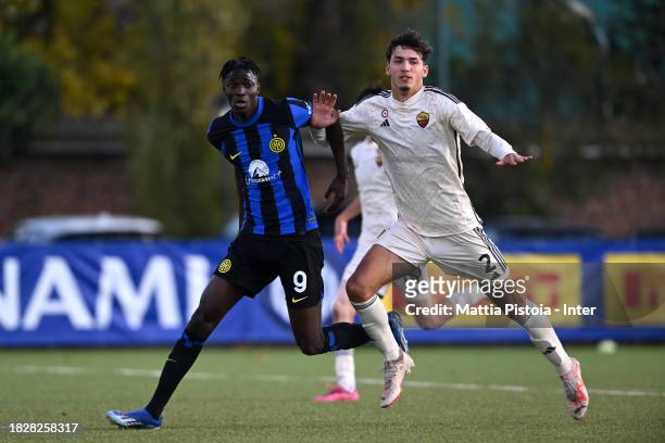 Makhtar Sarr of FC Internazionale U19 in action during the Primavera 1 match between FC Internazionale U19 and AS Roma U19 at Konami Youth...
