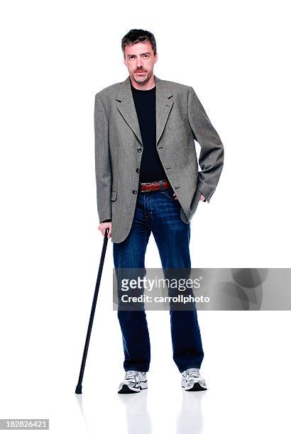 attractive man with cane - walking stick stock pictures, royalty-free photos & images