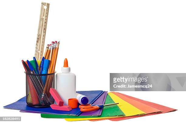 school supplies - note pad and pencil stock pictures, royalty-free photos & images