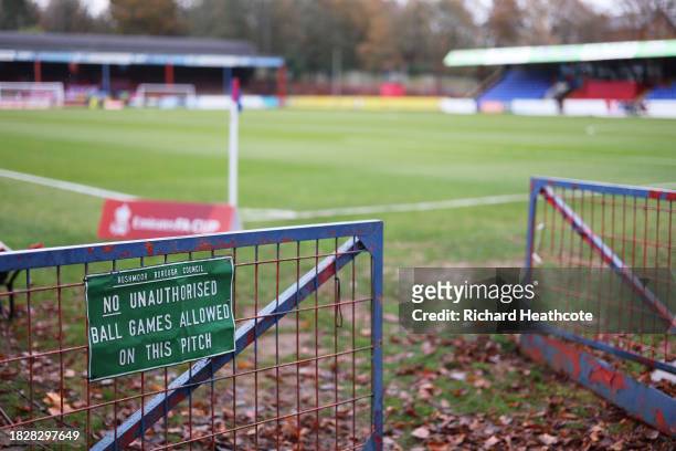 General view inside the stadium prior to the Emirates FA Cup Second Round match between Aldershot Town and Stockport County at The Electrical...