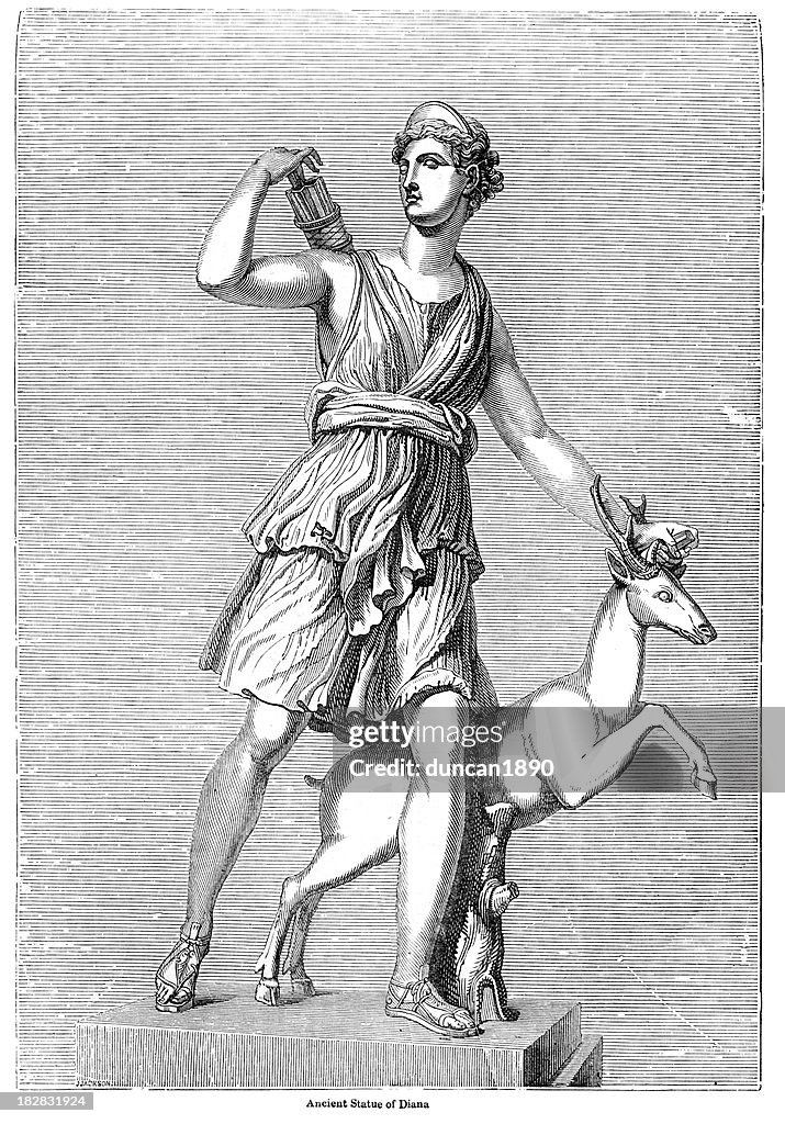 Antike Statue Der Göttin Diana Stock Illustration Getty Images