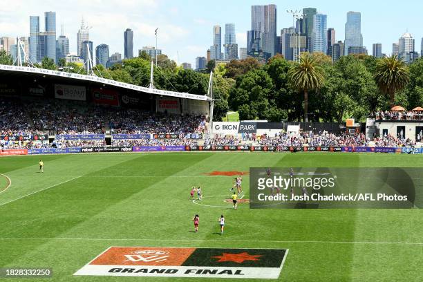General view during the AFLW Grand Final match between North Melbourne Tasmania Kangaroos and Brisbane Lions at Ikon Park, on December 03 in...