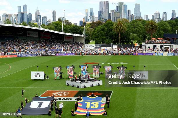 Erin Phillips of the Power walks onto the field prior to the AFLW Grand Final match between North Melbourne Tasmania Kangaroos and Brisbane Lions at...