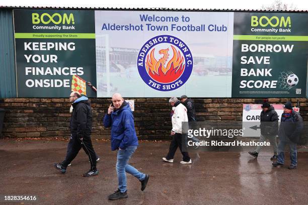 General view outside the stadium of fans walking to the entrance during the Emirates FA Cup Second Round match between Aldershot Town and Stockport...
