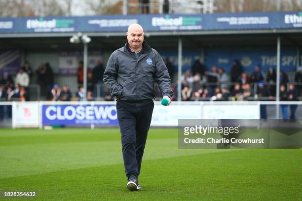 Richard Hill, Manger of Eastleigh looks on prior to the Emirates FA Cup Second Round match between Eastleigh and Reading at Silverlake Stadium on...