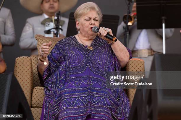 Singer Paquita la del Barrio performs onstage at Dodger Stadium on December 02, 2023 in Los Angeles, California.