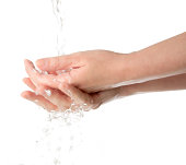 Water flows in hands
