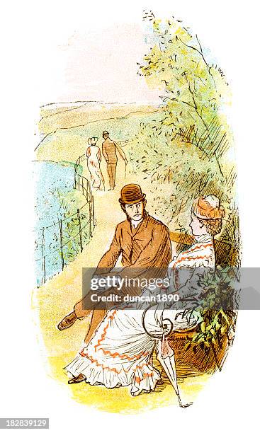 illustrations, cliparts, dessins animés et icônes de victorian en amoureux - jane austen