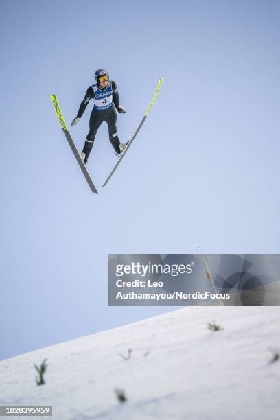 Sebastian Oestvold of Norway competes during FIS World Cup Nordic Combined Mens Gundersen HS140/10km on December 3, 2023 in Lillehammer, Norway.