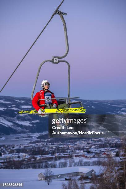 Marius Solvik of Norway competes during FIS World Cup Nordic Combined Mens Gundersen HS140/10km on December 3, 2023 in Lillehammer, Norway.