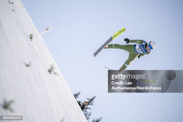 Aleksander Skoglund of Norway competes during FIS World Cup Nordic Combined Mens Gundersen HS140/10km on December 3, 2023 in Lillehammer, Norway.