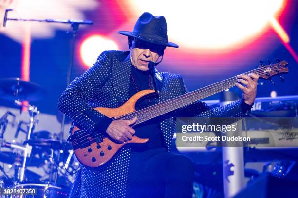 Musician Eusebio "El Chivo" Cortéz of Los Bukis performs onstage at Dodger Stadium on December 02, 2023 in Los Angeles, California.