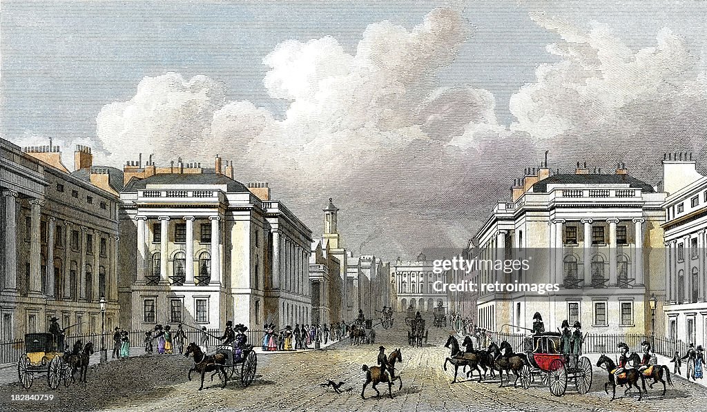 Waterloo Place and part of Regent Street, Georgian London illustration