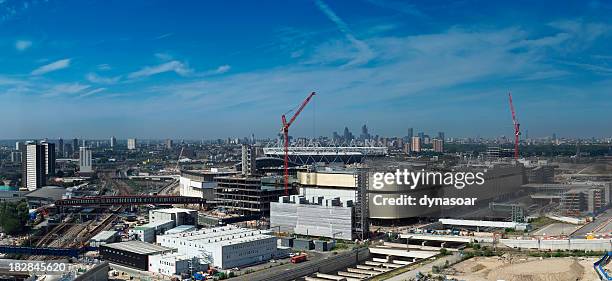 london olympic games urban regeneration site panorama. - olympic park london stock pictures, royalty-free photos & images