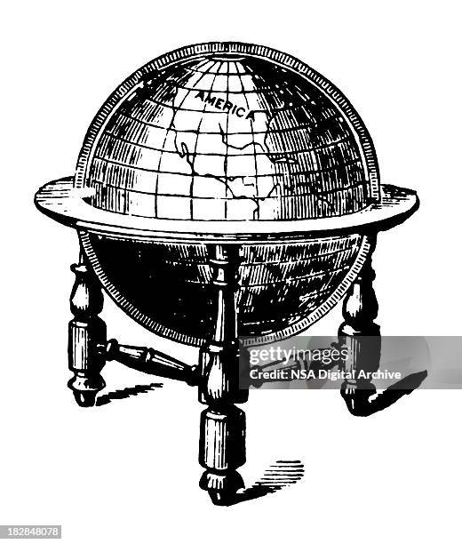 globe | early woodblock illustrations - united states map black and white stock illustrations