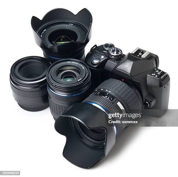digital camera - camera white background stock pictures, royalty-free photos & images