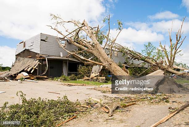 wreckage of a neighborhood after a hurricane - damaged stock pictures, royalty-free photos & images