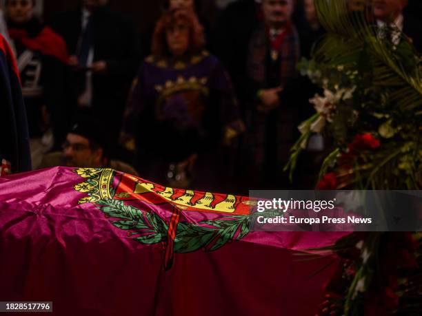El feretro durante el funeral de la actriz Concha Velasco, en la Catedral de Nuestra Señora de la Asuncion de Valladolid, a 3 de diciembre de 2023,...