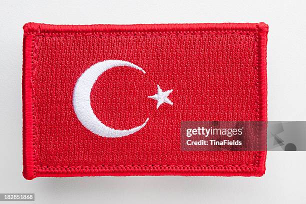 turkey's flag patch. - textile patch stock pictures, royalty-free photos & images