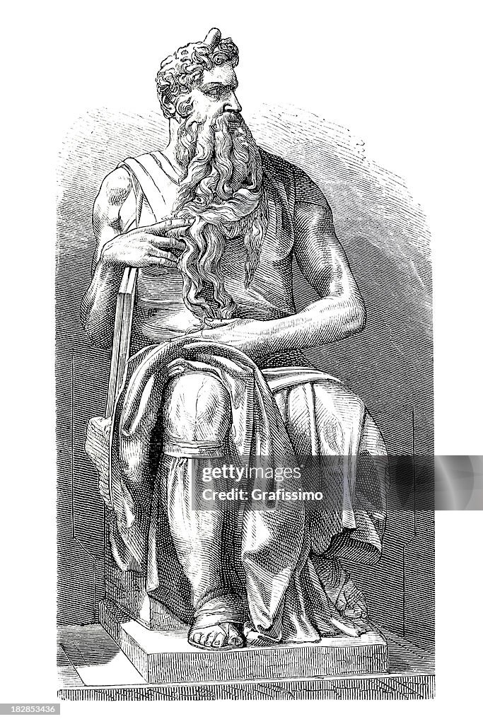 Engraving Michelangelo's Moses San Pietro Vincoli Rome Italy