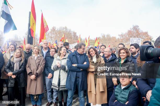 El alcalde de Madrid, Jose Luis Martinez-Almeida , la secretaria general del PP, Cuca Gamarra , el presidente del Partido Popular, Alberto Nuñez...