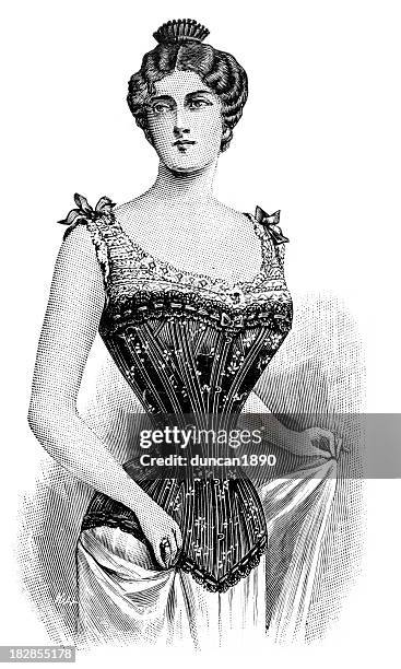 ilustrações, clipart, desenhos animados e ícones de victorian espartilho - vintage corset