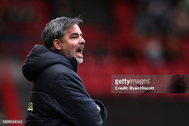 David Wagner, Manager of Norwich City, gestures during the Sky Bet Championship match between Bristol City and Norwich City at Ashton Gate on...