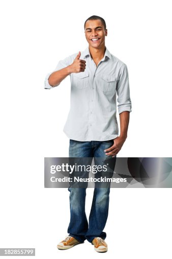 Young Man Giving Thumbs Up Gesture - Isolated Young Man Giving Thumbs Up Gesture - Isolated