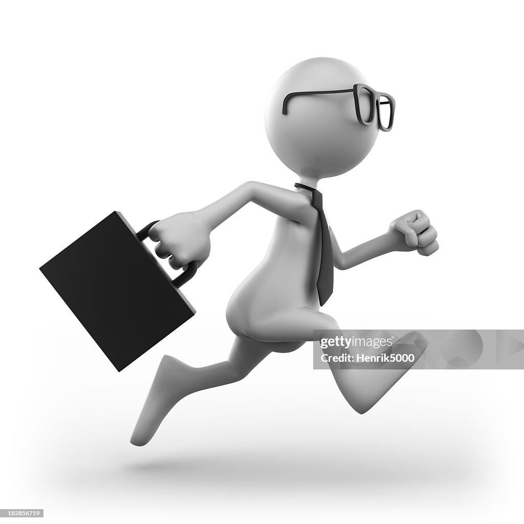 Businessman running, isolated with clipping path