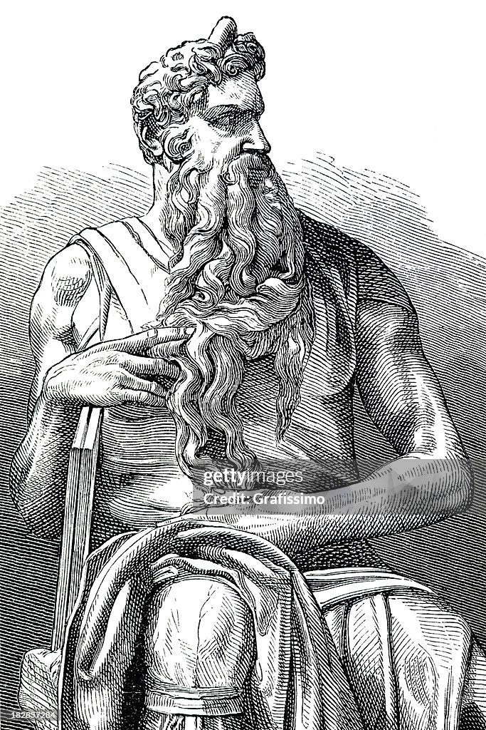Engraving Michelangelo's Moses San Pietro Vincoli Rome Italy